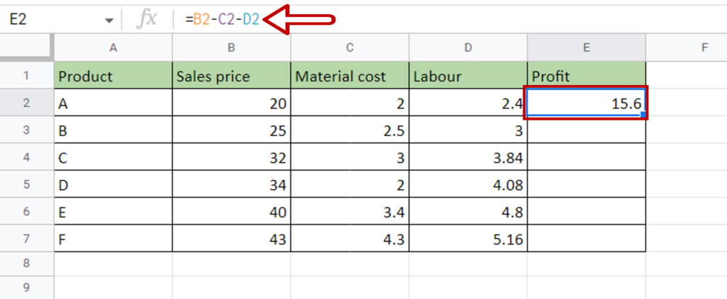 How To Subtract Cells In Google Sheets | SpreadCheaters