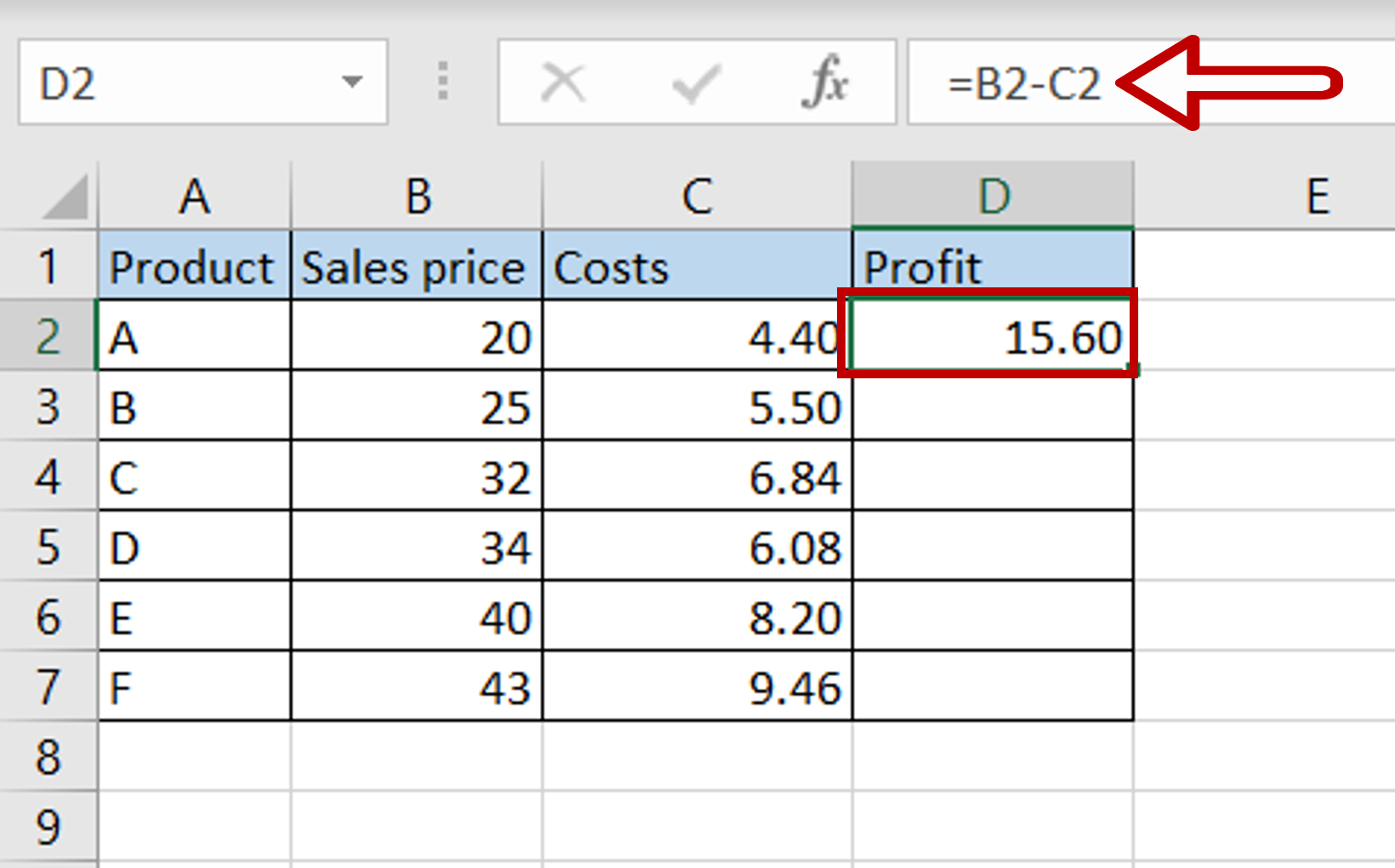 How To Subtract Two Columns In Excel | SpreadCheaters