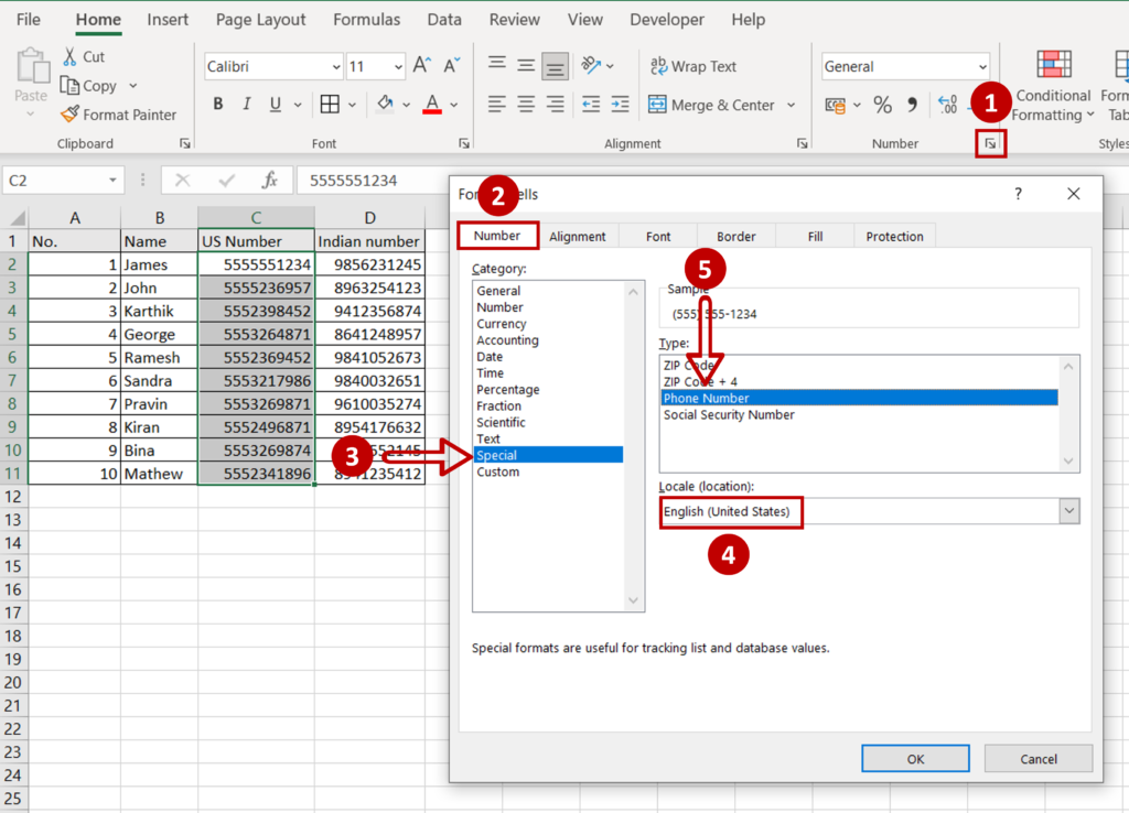 How To Format A Phone Number In Excel | SpreadCheaters