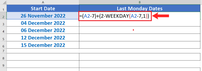 How To Get Last Monday Date In Excel SpreadCheaters How To Get Last Monday Date In Excel SpreadCheaters