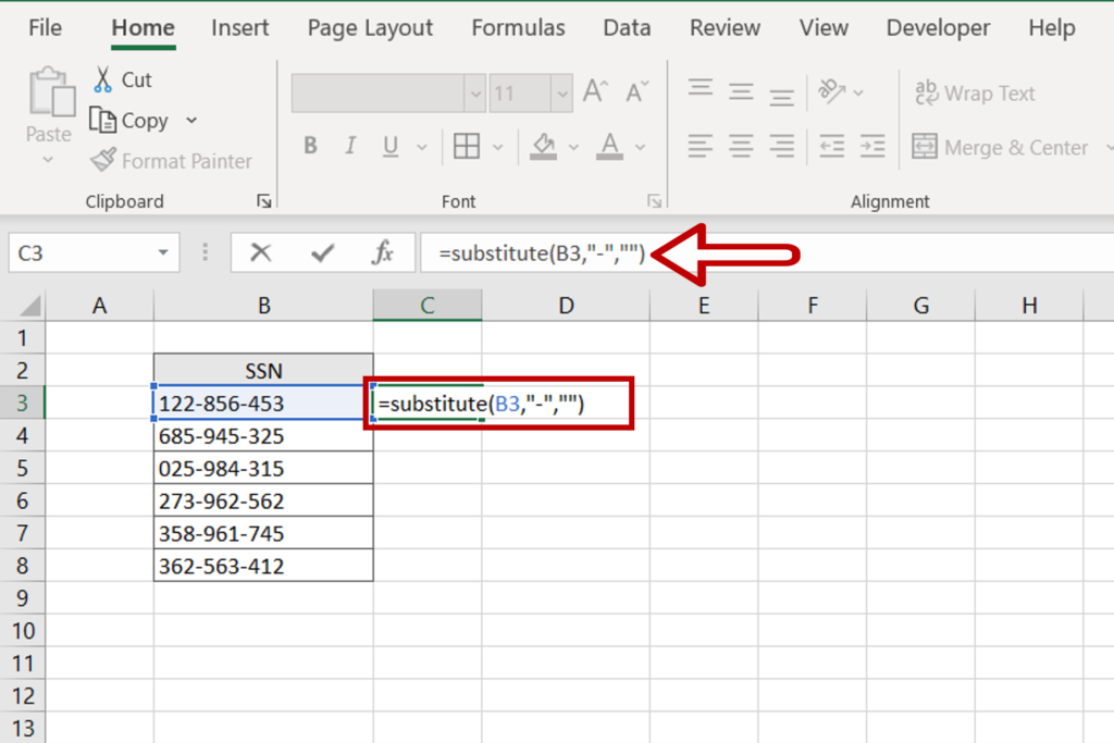 How to remove dashes from an ssn in excel spreadcheaters