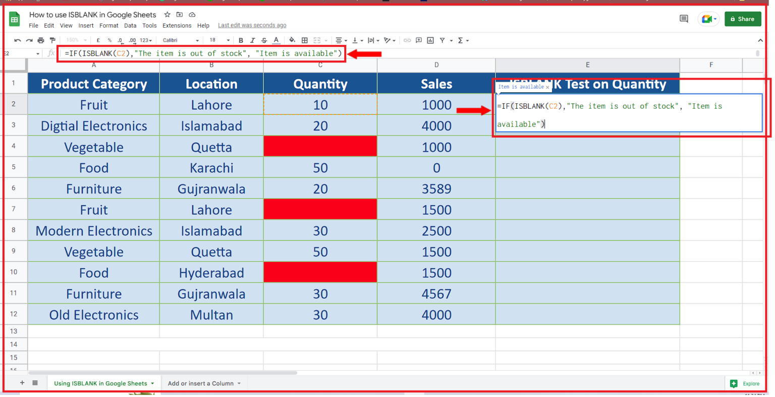 How To Use ISBLANK In Google Sheets | SpreadCheaters