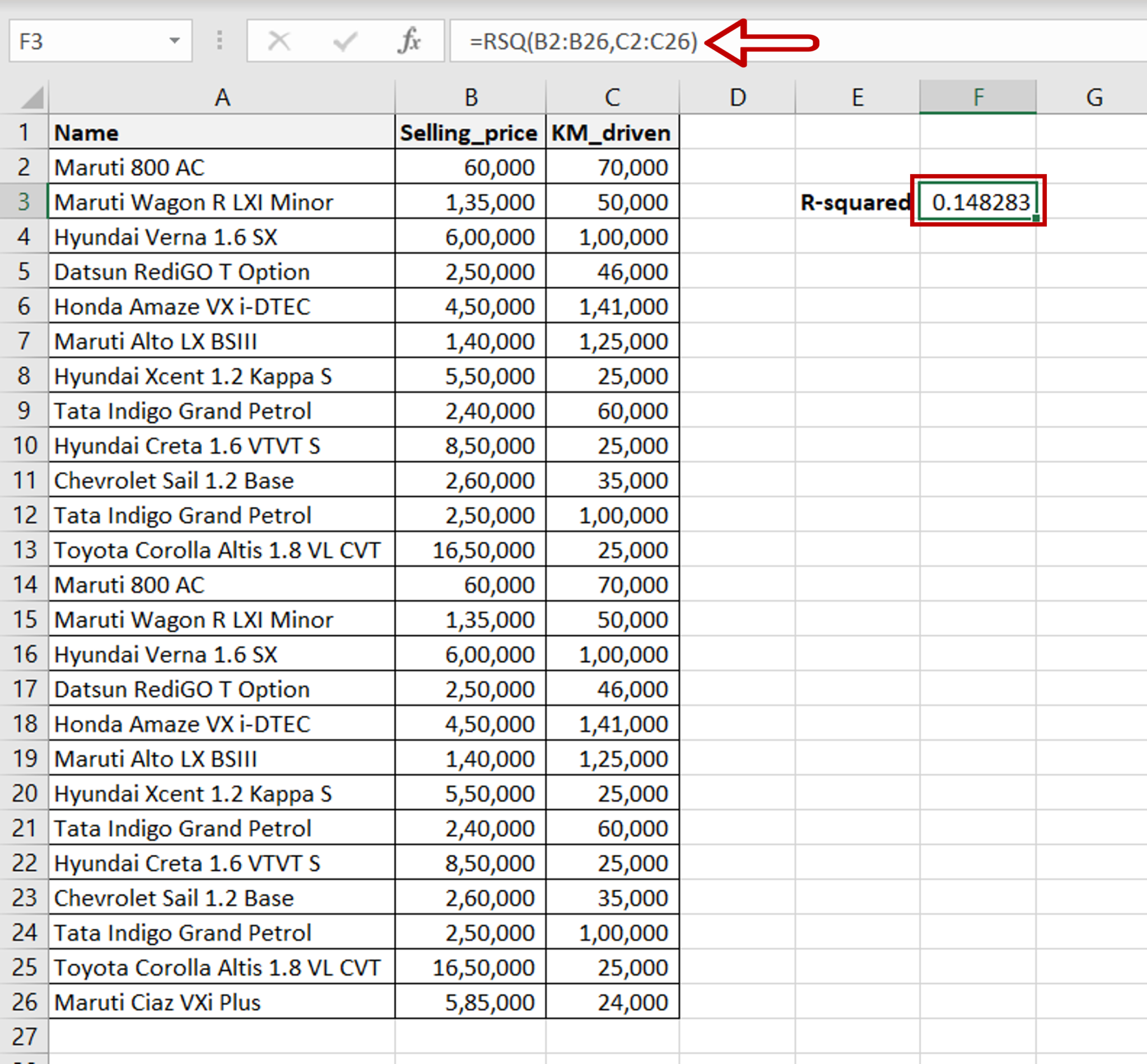 How To Calculate R squared In Excel SpreadCheaters