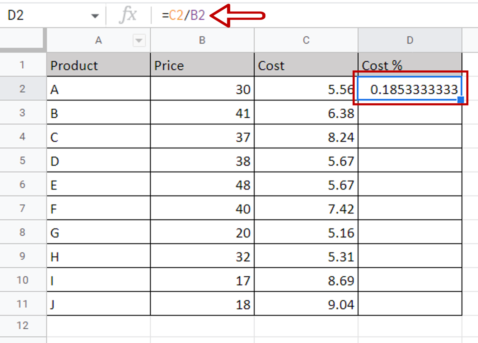  How To Calculate Percentage In Google Sheets SpreadCheaters