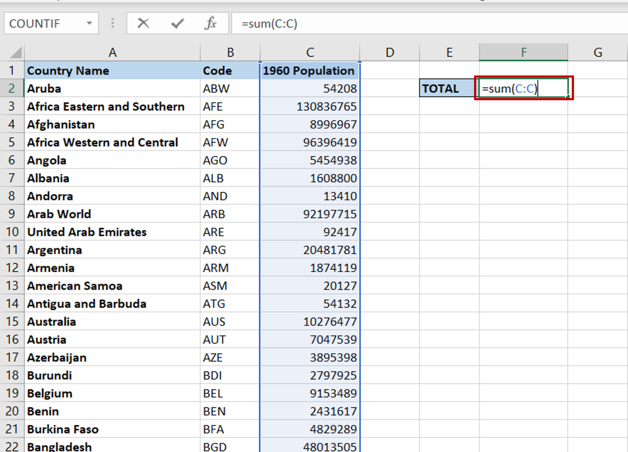 How To Sum An Entire Column In Excel