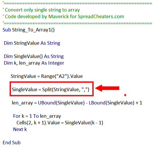 How To Convert String To Array Using VBA In Excel | SpreadCheaters