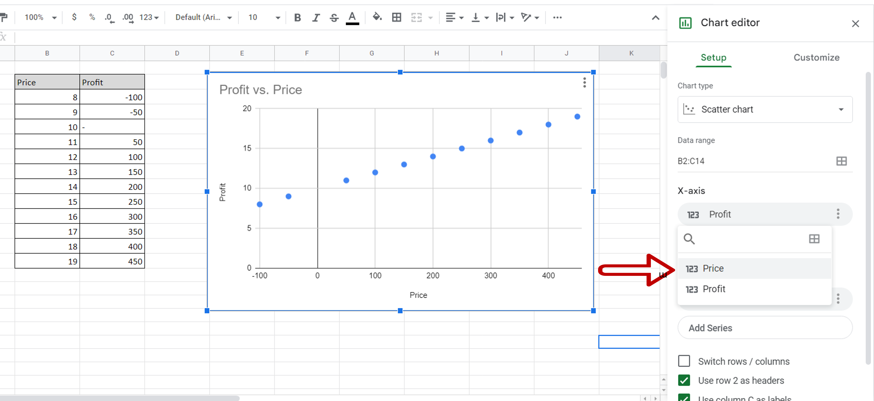 How To Switch The X And Y Axis In Google Sheets | SpreadCheaters