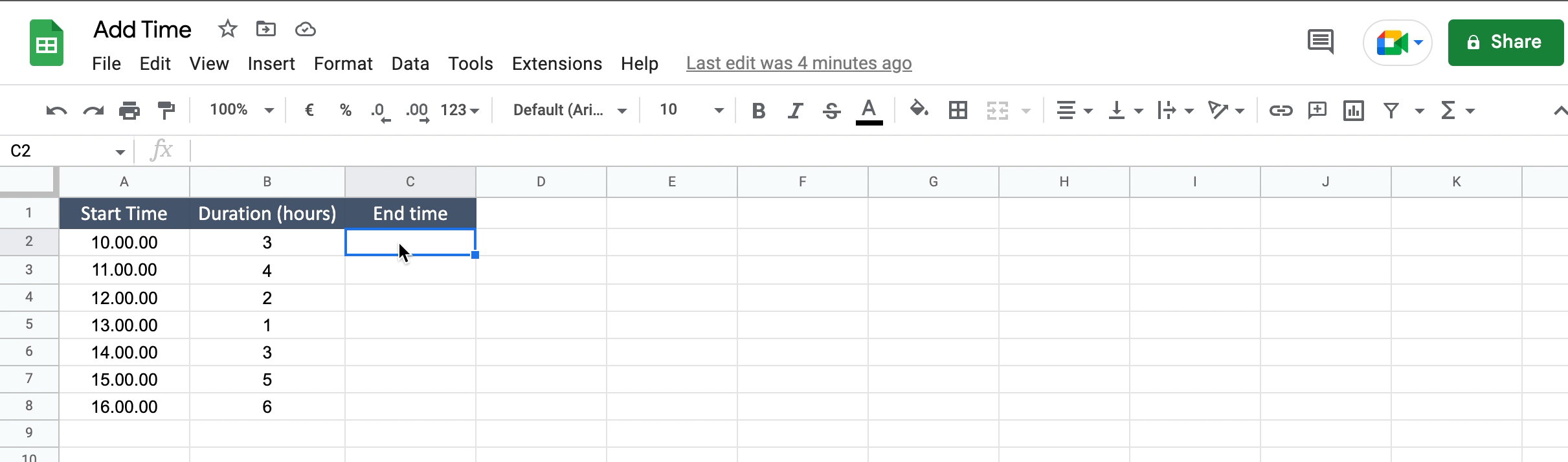 How To Add Time In Google Sheets SpreadCheaters How To Add Time In Google Sheets SpreadCheaters