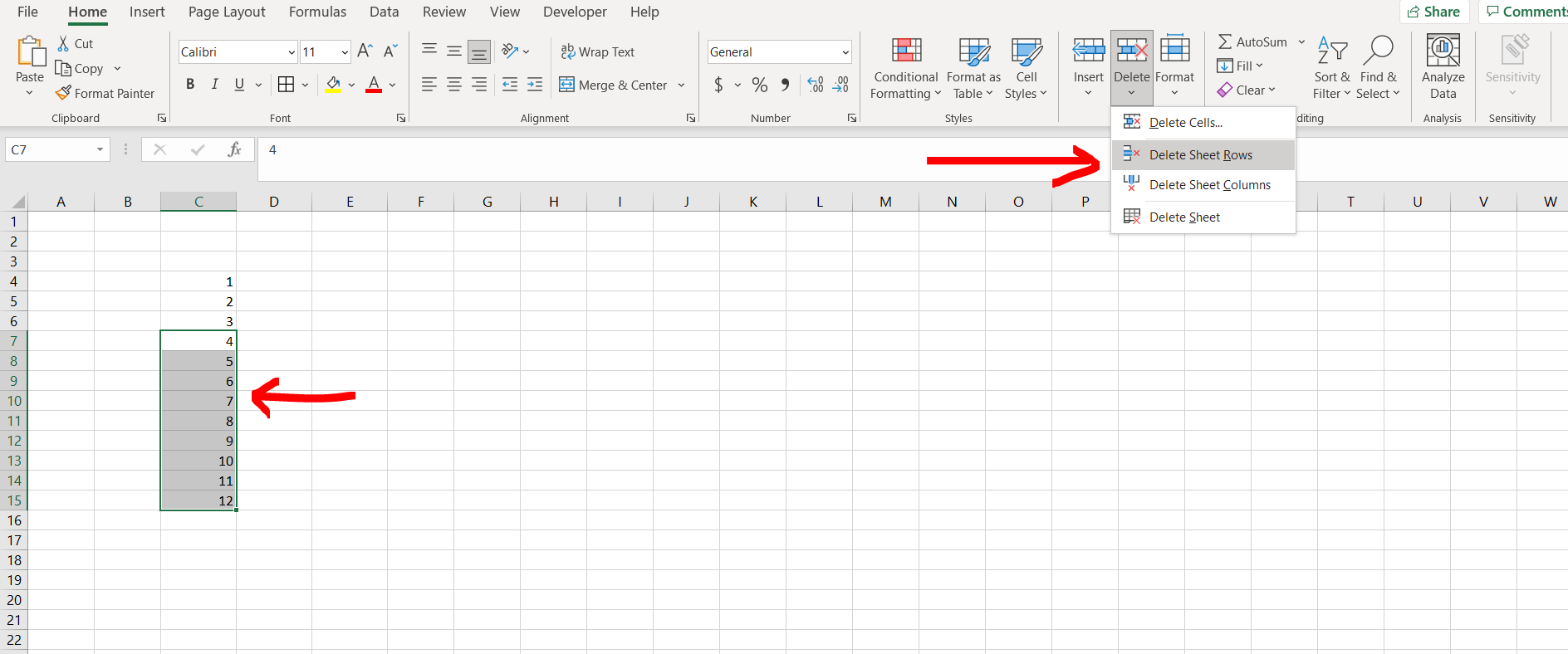 How To Delete All Rows Below In Excel