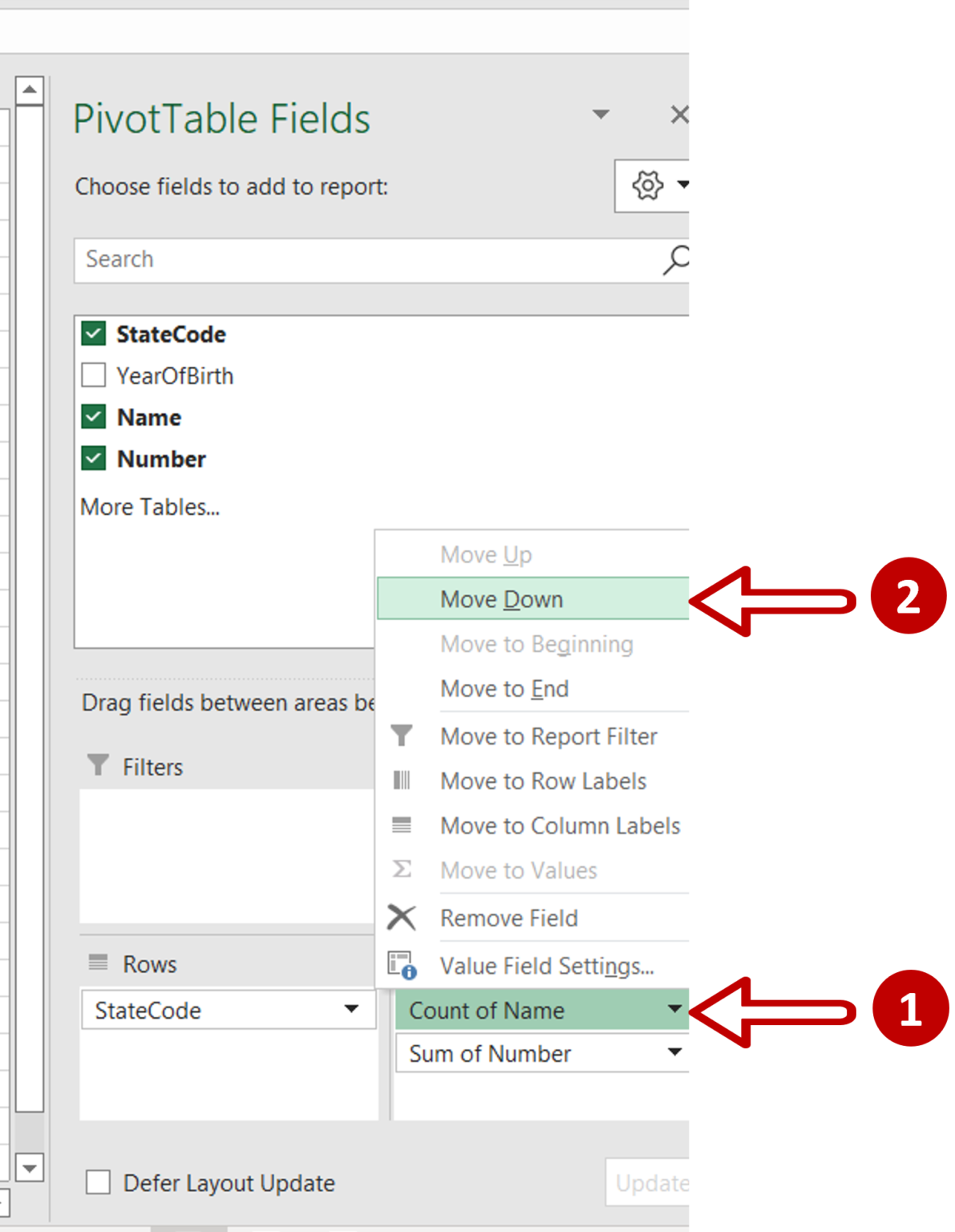 How to move columns in a pivot table in excel spreadcheaters