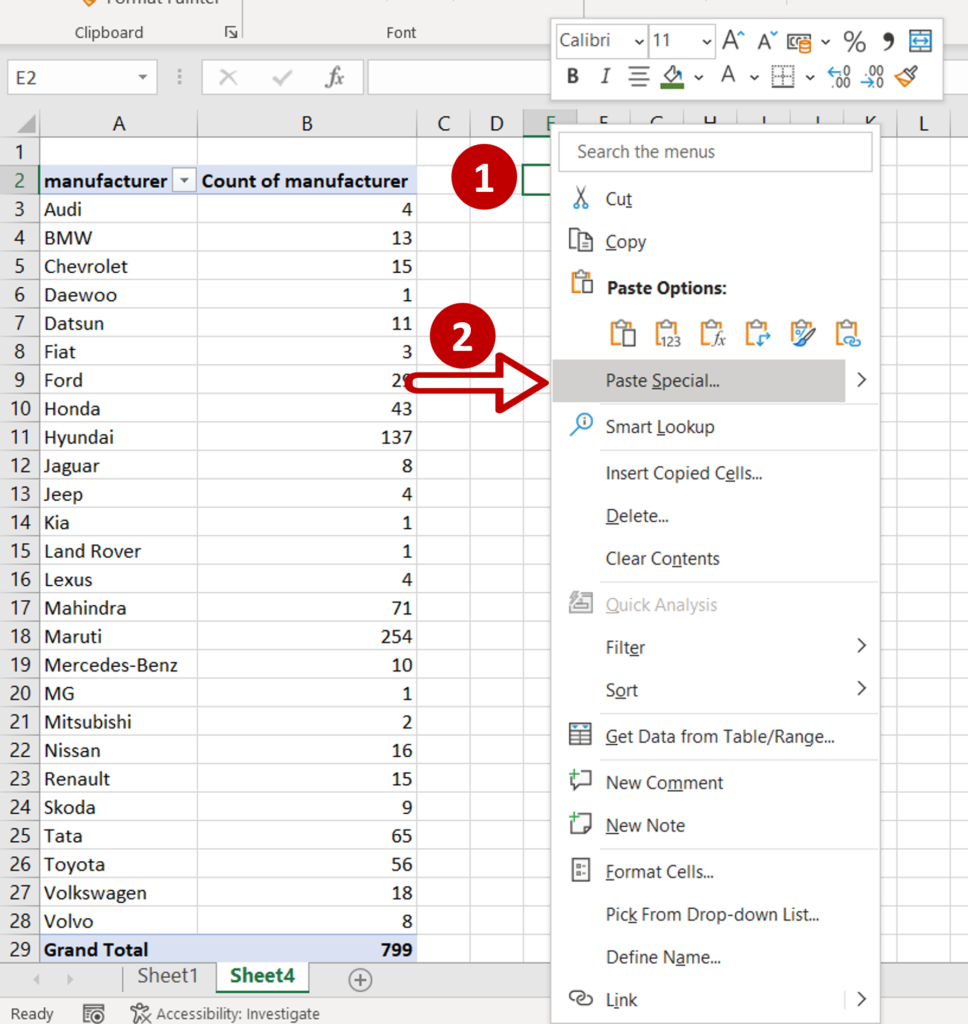 How To Convert A Pivot Table To A Regular Table In Excel | SpreadCheaters