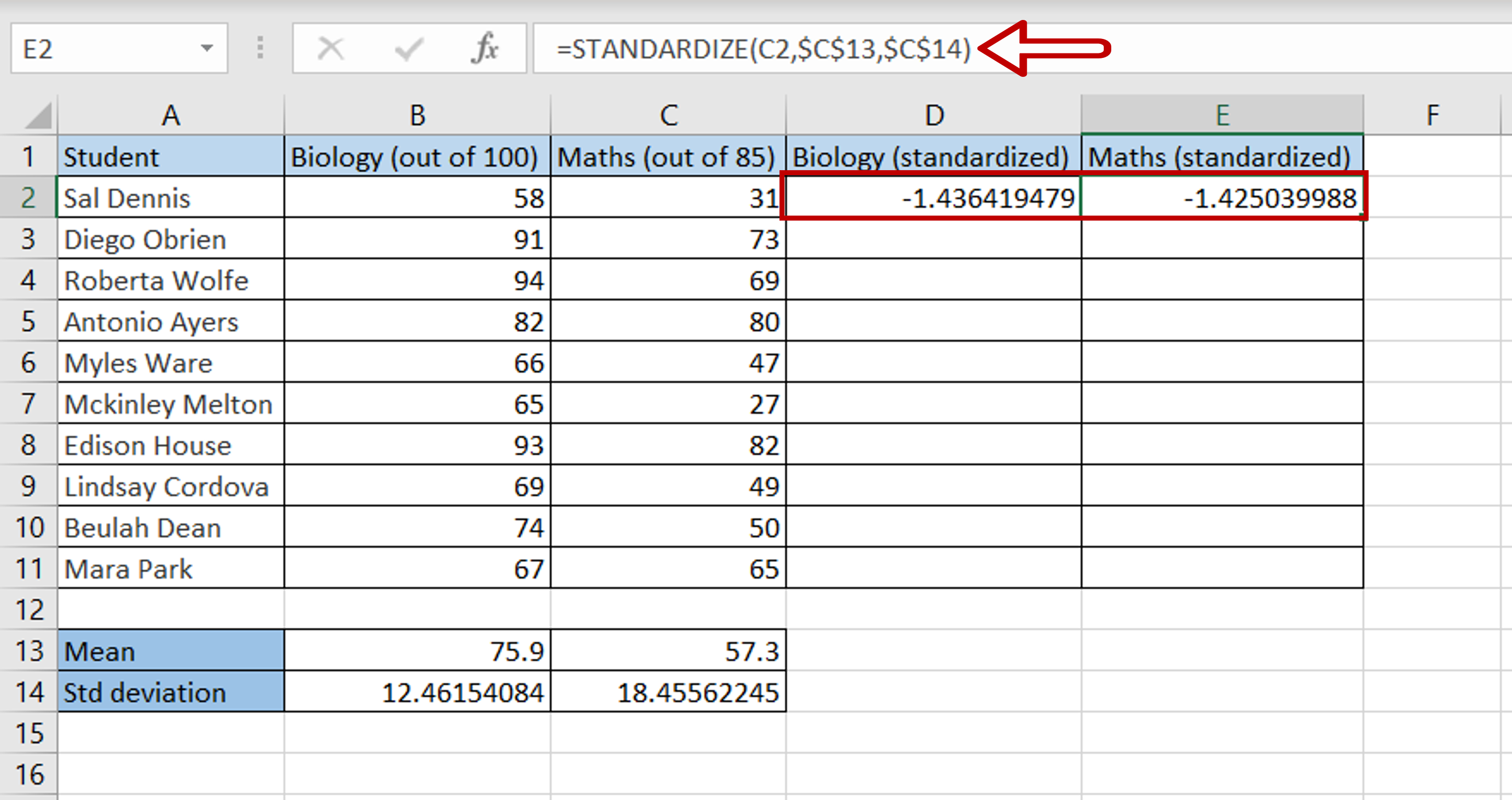 How To Standardize Data In Excel | SpreadCheaters