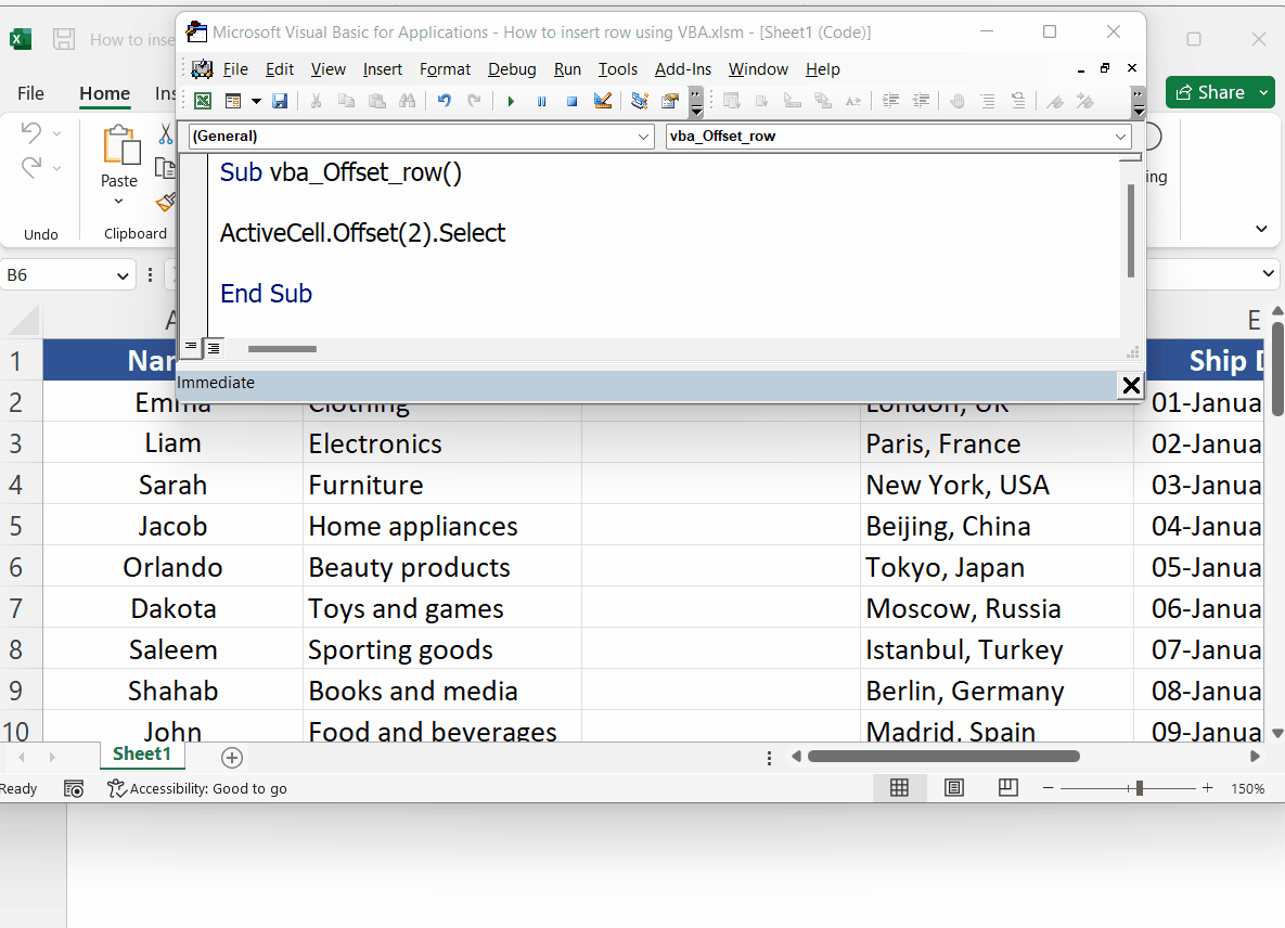 How To Use Offset In VBA Excel | SpreadCheaters