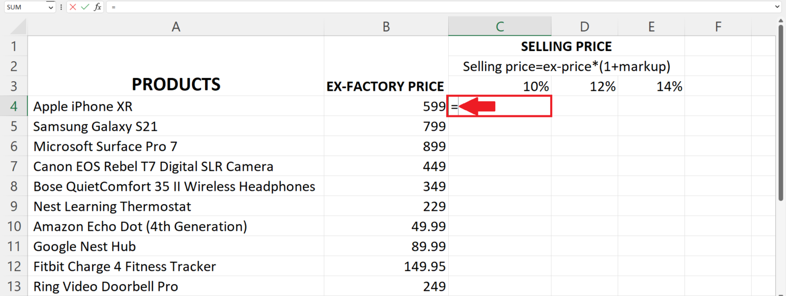 How To Implement Markup Formula In Microsoft Excel | SpreadCheaters