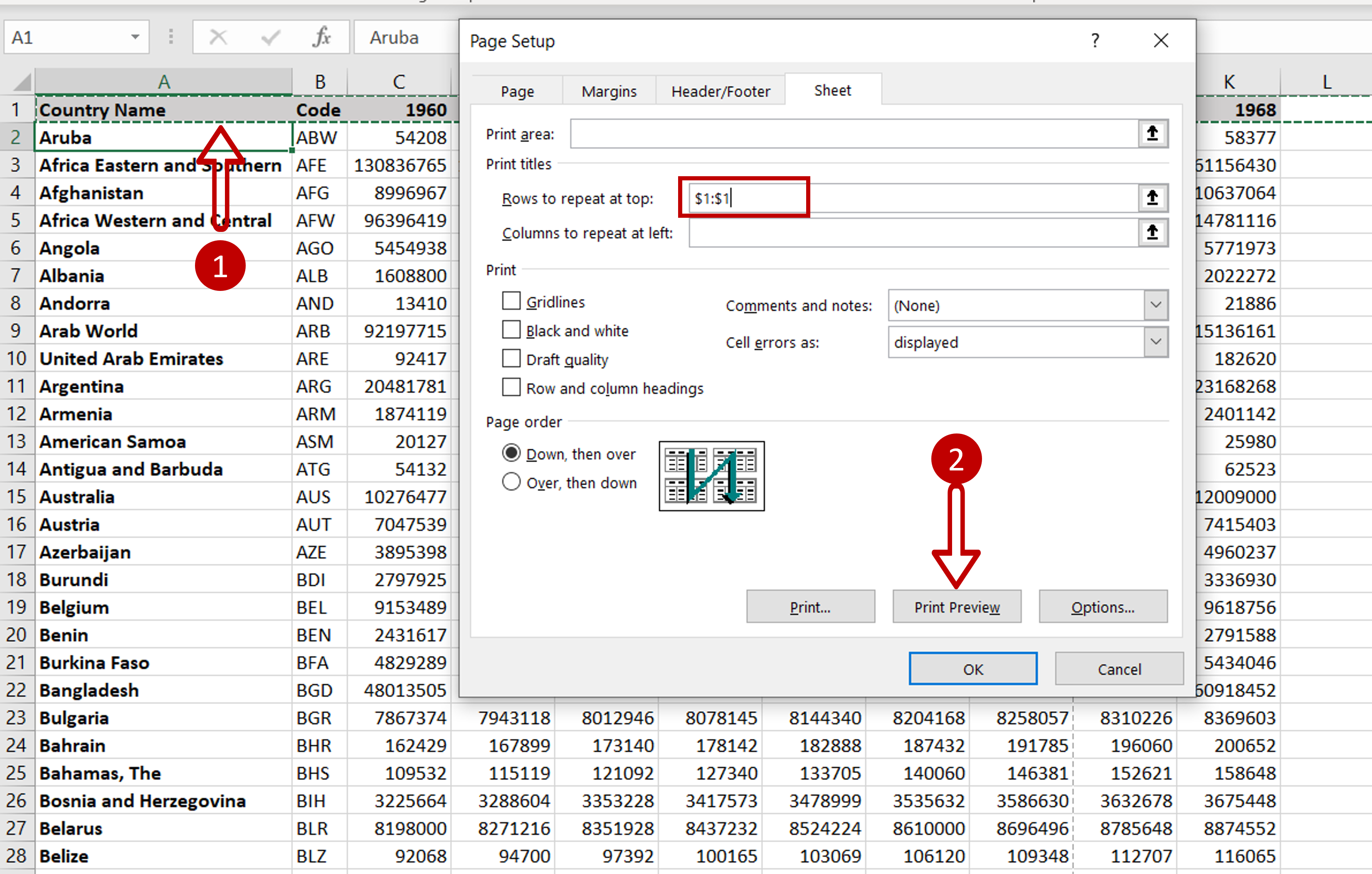 How To Repeat Row Header In Excel Spreadcheaters 9169