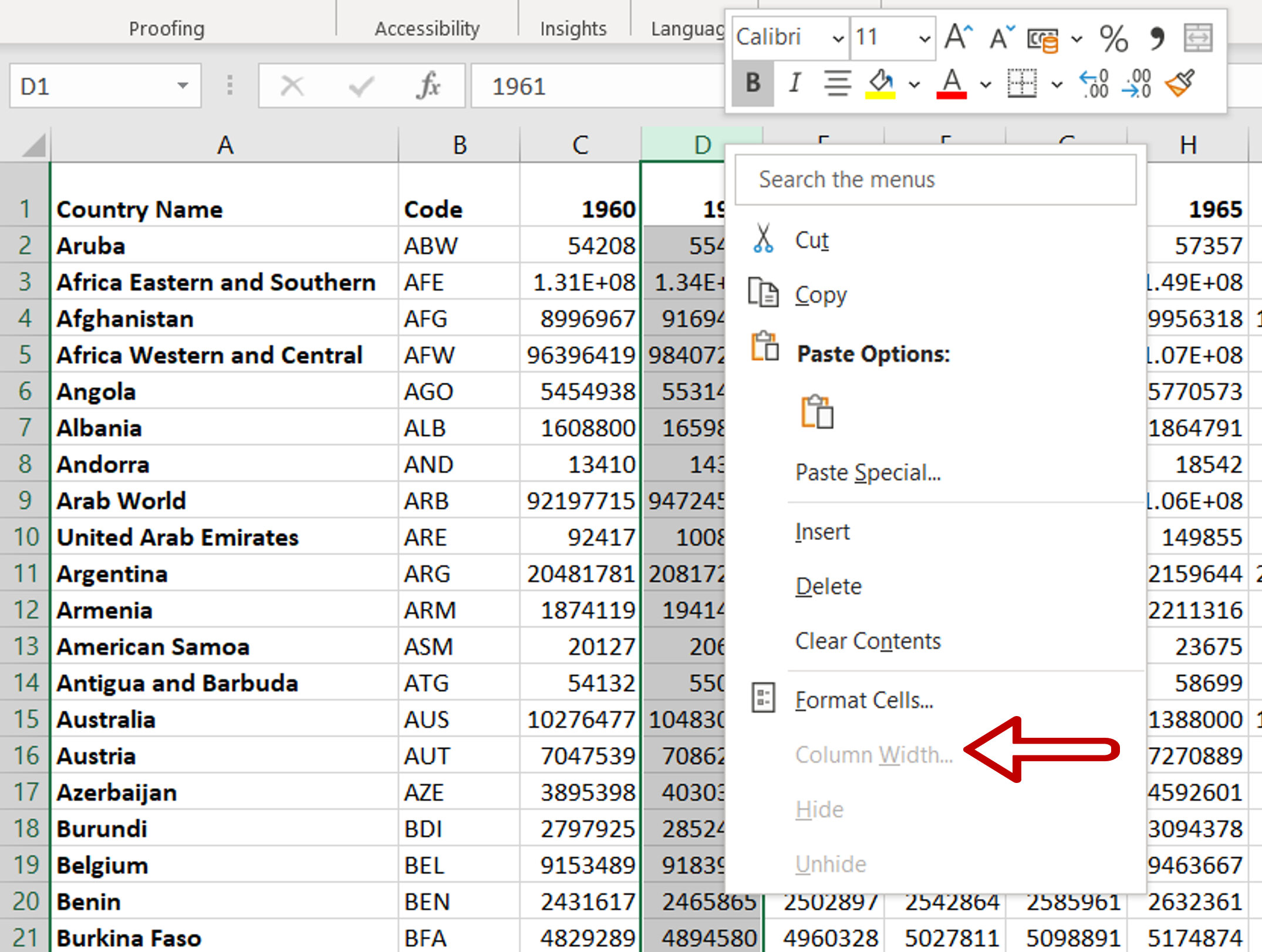 Can I Lock Column Width In Excel